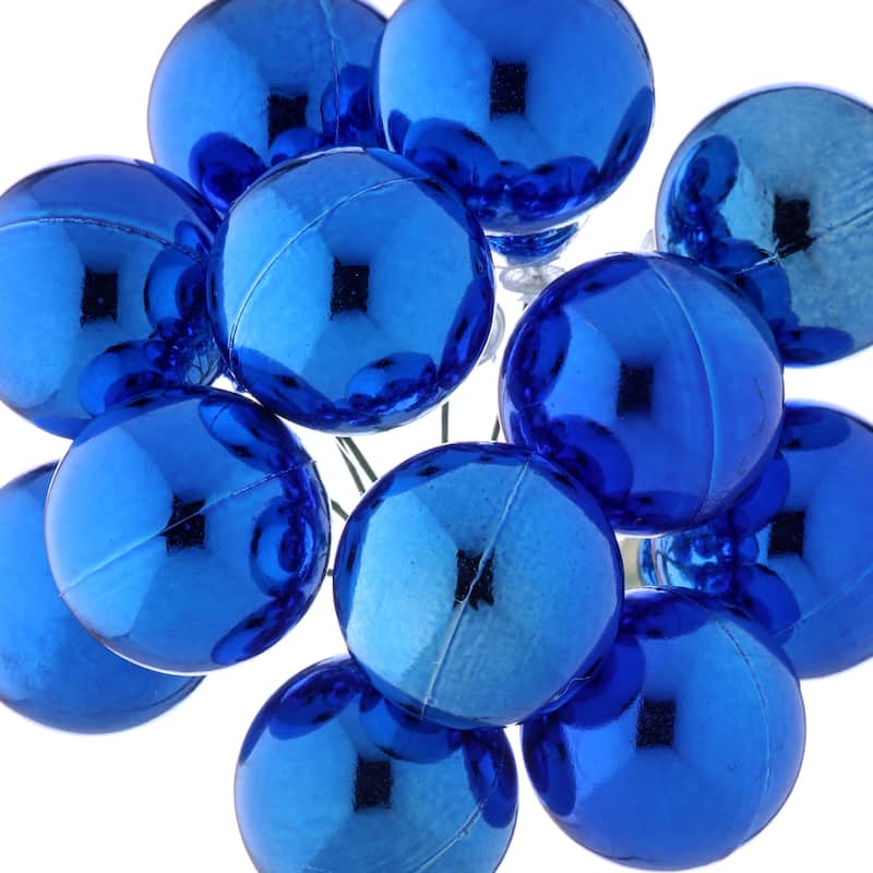 30mm Shatterproof Plastic 12 Bunch Shiney Stemball Set of 4