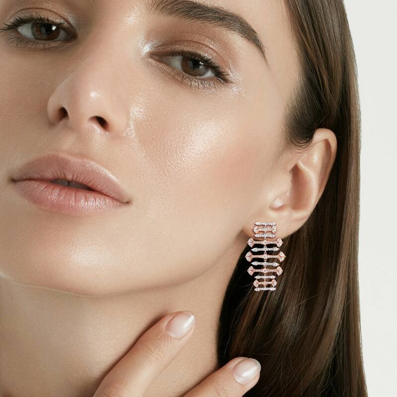 Miadora 4 5/8ct TDW Pear-Cut Diamond Chandelier Stud Earrings 14k White and Rose Gold
