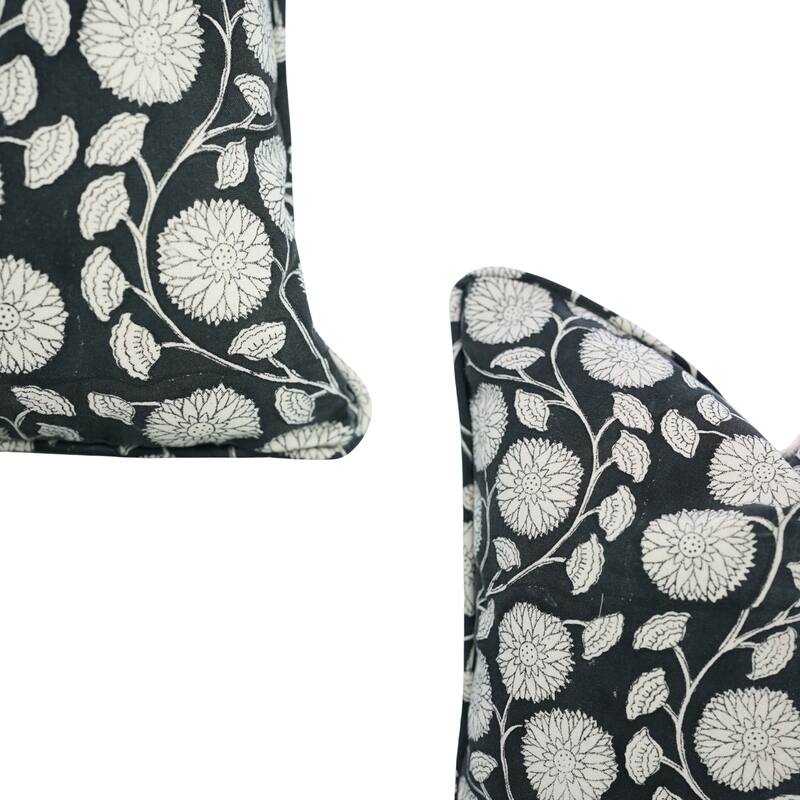 Fabdivine Pipine Fall Décor Farmhouse Hand Block Print Pillow Cover Sofa, Couch Cushion Case Linen