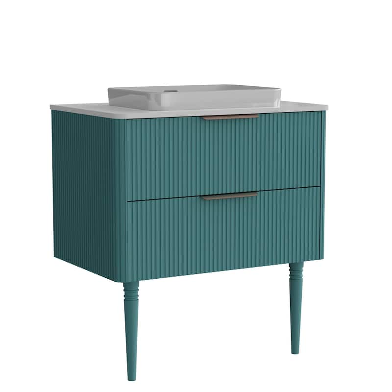 30" Striped Oak Bathroom Vanity With Ceramic Sink, Freestanding Bathroom Vanity, Pre-Assembled