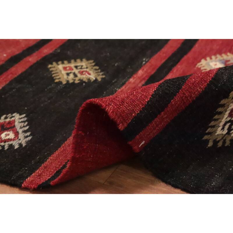 Hand Woven Oriental 100% Wool Carpet Southwestern Tribal Red Kilim Area Rug - 9' 7'' X 5' 5''