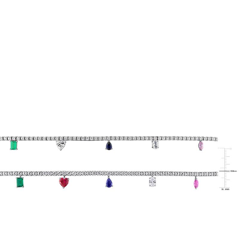 Miadora 29.6ct TGW Multi-Created Gemstone Station Necklace Bracelet Sterling Silver