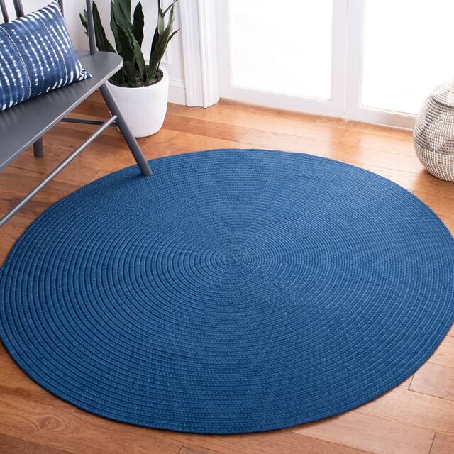 SAFAVIEH Handmade Braided Country Casual Lavada Rug - 5' x 5' Round - Blue