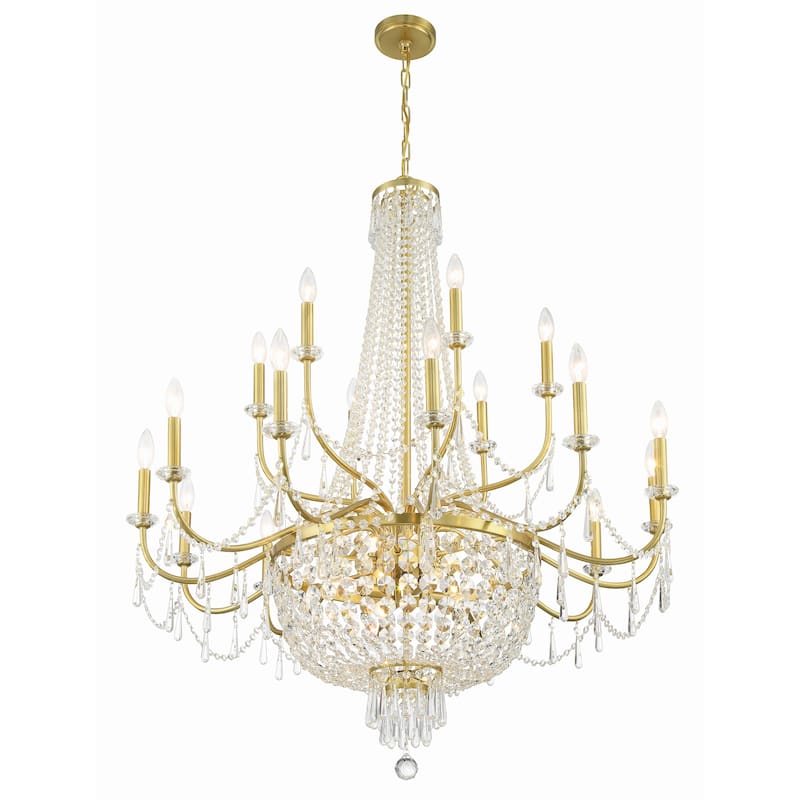Haywood 22 Light Aged Brass Chandelier - 40"W x 46"H x 40"D