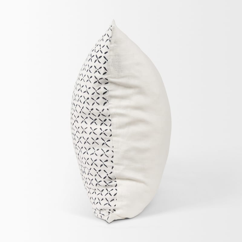 Jayden Cream w/ Black Print Linen Square Decorative Pillow Cover