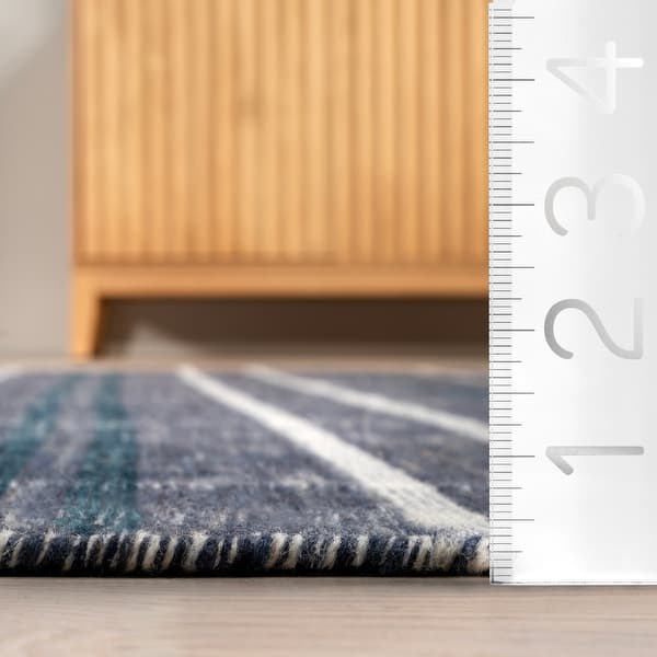 dimension image slide 0 of 2, Nuloom Loretta Plaid Wool Fringe Area Rug