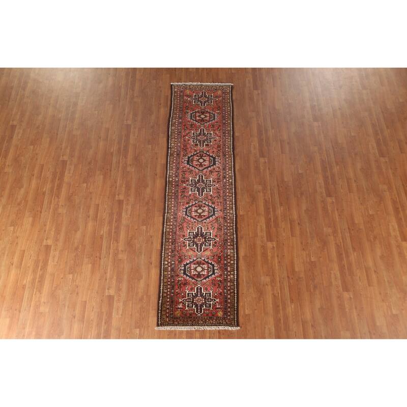 Tribal / Geometric Gharajeh Persian Runner Rug Handmade Wool Carpet - 2'5" x 9'6"
