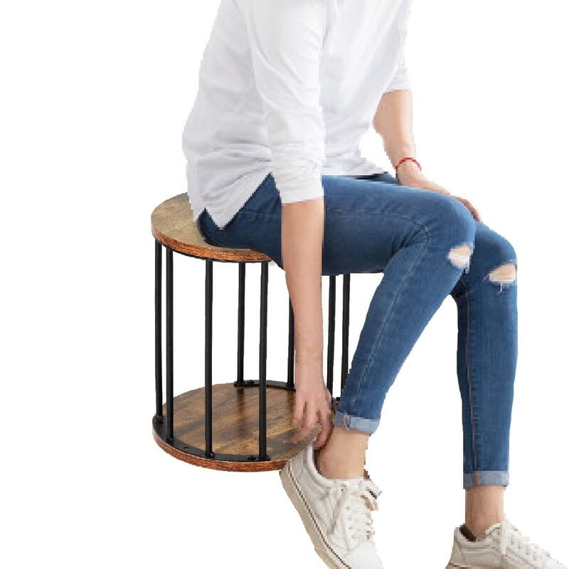 Wooden Stool Set of 2 for Kids - 11.81"D x 11.81"W x 13.58"H