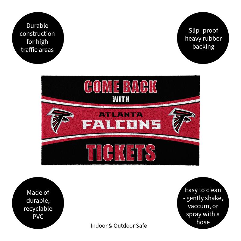 Atlanta Falcons 28 in. x 16 in. PVC "Come Back With Tickets" Trapper Door Mat