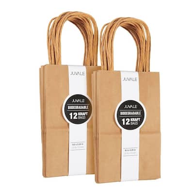 Blue Panda 24-Pack Small Gift Bags with Handles, Kraft Paper Material, 5.3x3x8.5 in