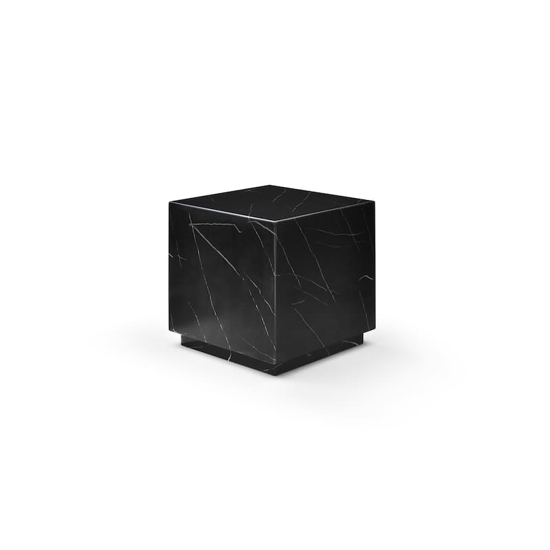 HomeRoots 20" Black Marble Square Block End Table - 20.00 in. x 20.00 in. x 20.00 in.