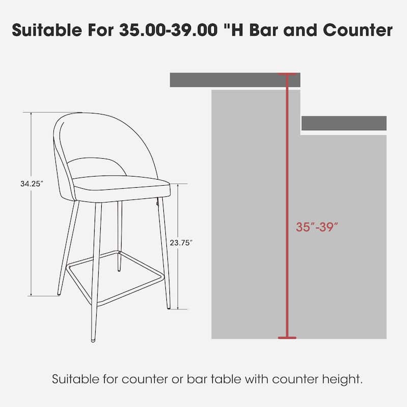 Glitzhome Set of 2 41"H Modern Tapered Leg Counter or High Bar Stools