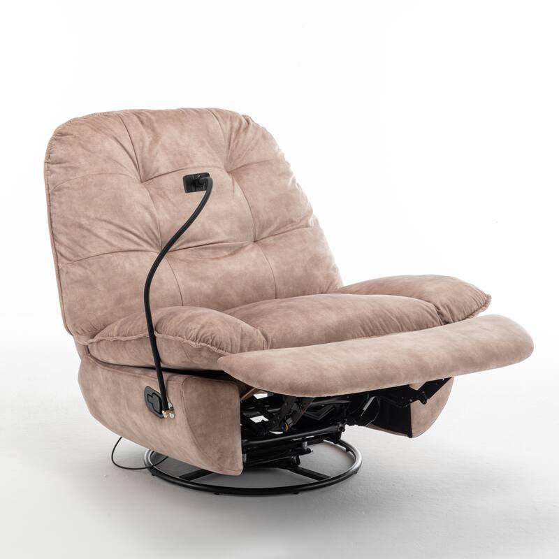 Velvet Swivel Recliner Chair, Living Room Chair with Phone Holder, Modern Rocker Reclining, Upholstered Glider Recliner Chairs