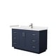 preview thumbnail 162 of 168, Miranda Single Vanity Set, Cultured Marble Top, No Mirror 54-Inch Single - Dark Blue, Nickel Trim,Carrara Cultured Marble Top