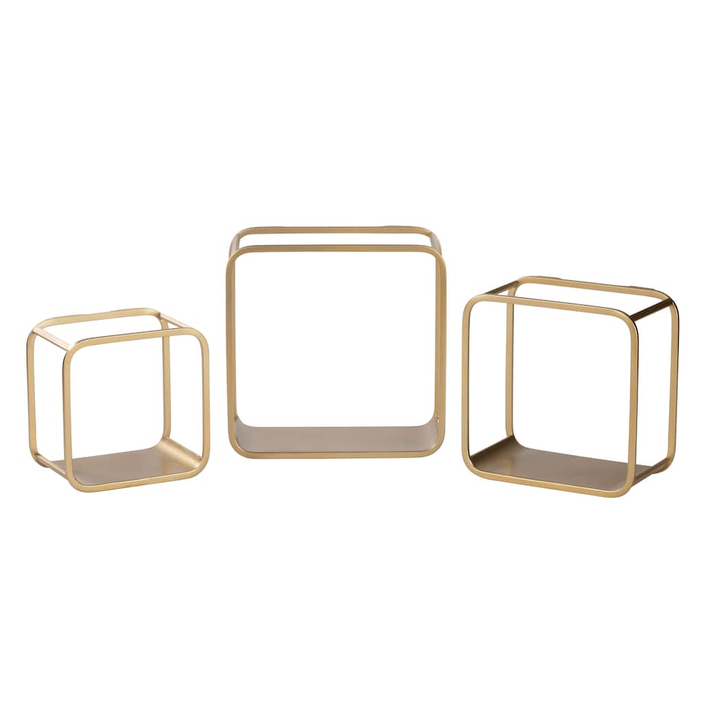 Square Metal Wall Shelves - Set of 3