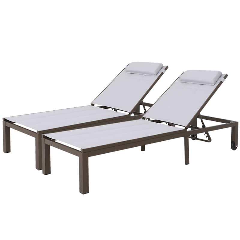 Outdoor Aluminum Chaise Lounge Adjustable Foldable Lounge Chairs