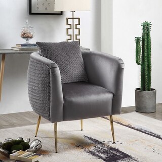 Overstocknatalie Velvet Barrel Accent Chair With Metal Legs Gray Dailymail