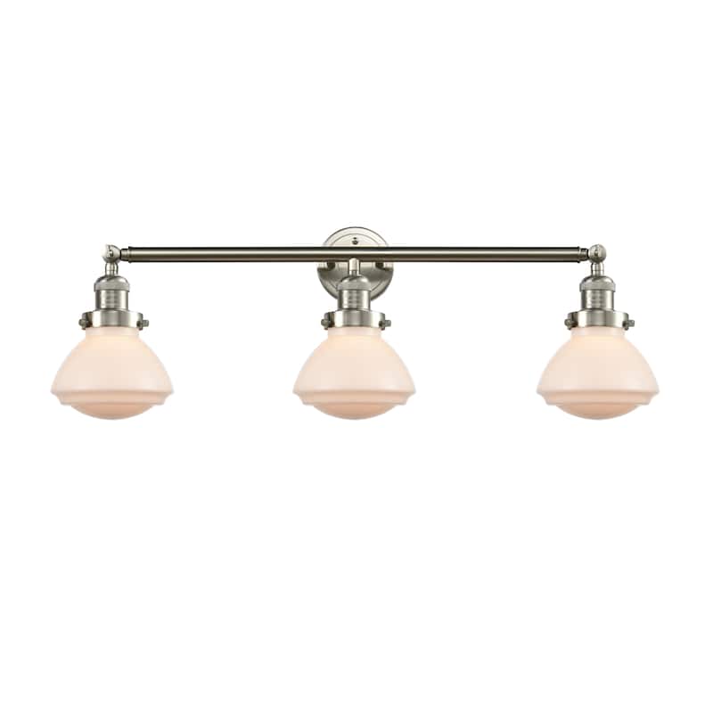 Innovations Lighting Olean 3 Light 31" Wide Bathroom Vanity Light - Brushed Satin Nickel / Matte White