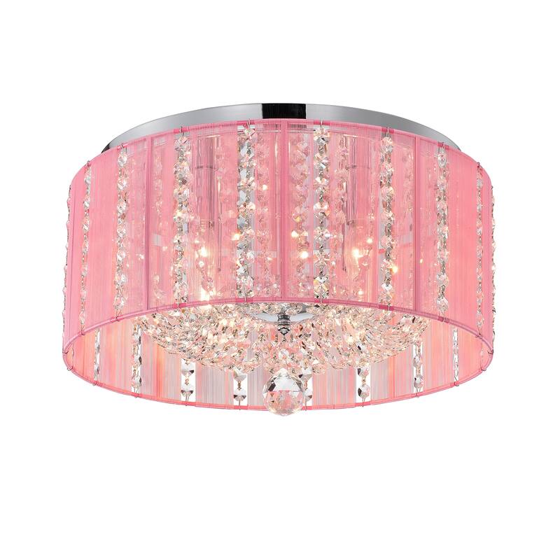 Addison Soft Pink 16-inch Crystal Flush Mount