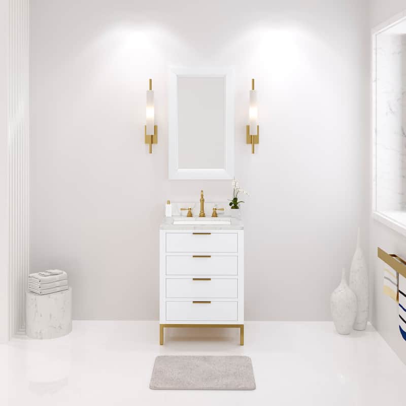 Bristol Carrara White Marble Countertop Vanity with Mirror