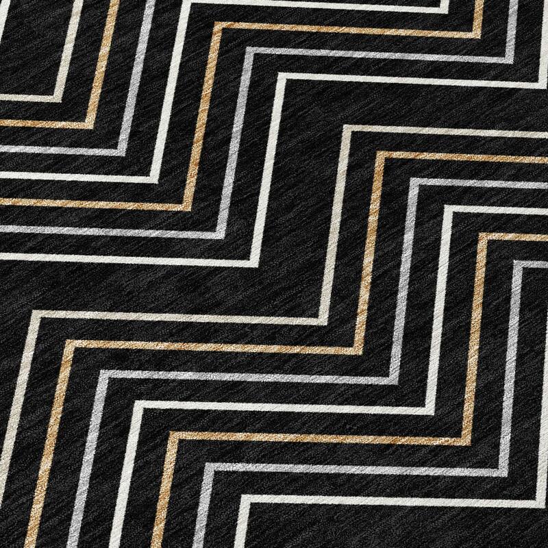 Machine Washable Indoor/ Outdoor Modern Chevron Chantille Rug