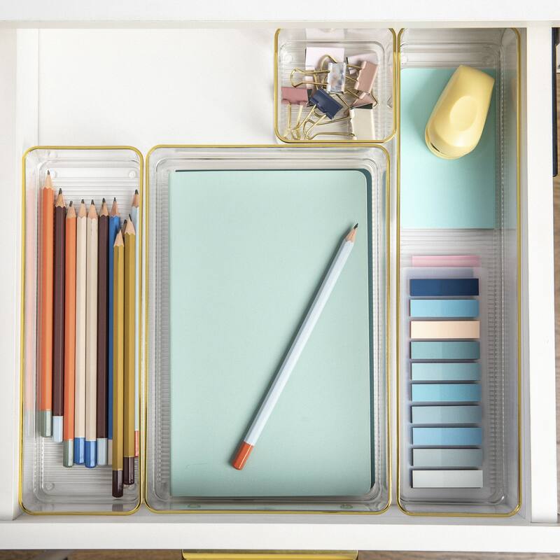 Flash Furniture BE-PB3371-G-8-MS Kerry 2" Tall Office Organizer Set - Clear / Gold