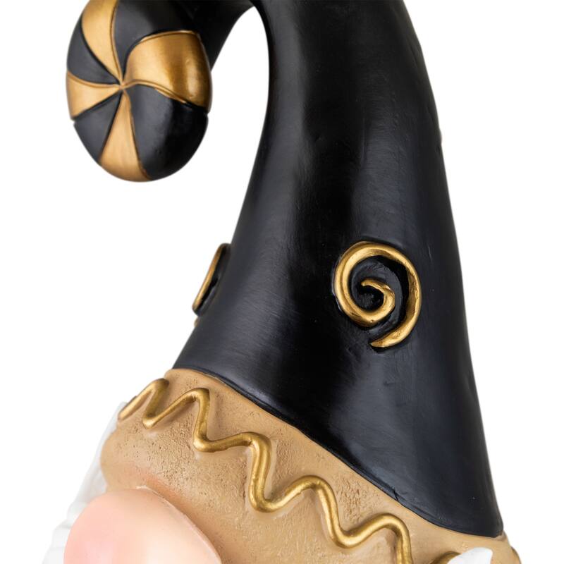 Gnome Holding Gingerbread Man Cookie Christmas Decoration - 13" - Black