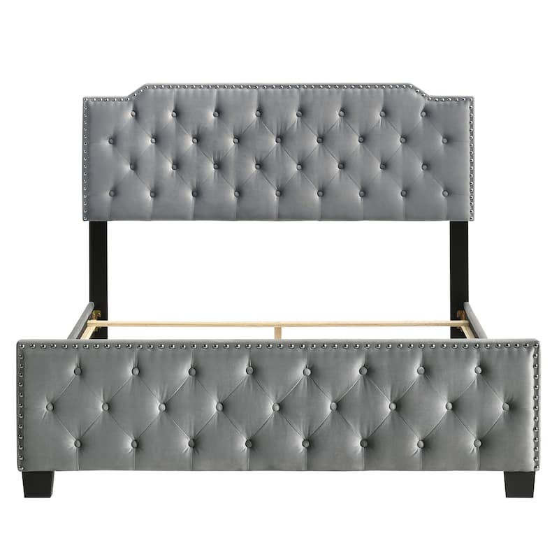 Furniture of America Galavant Modern Tufted Fabric Panel Bed