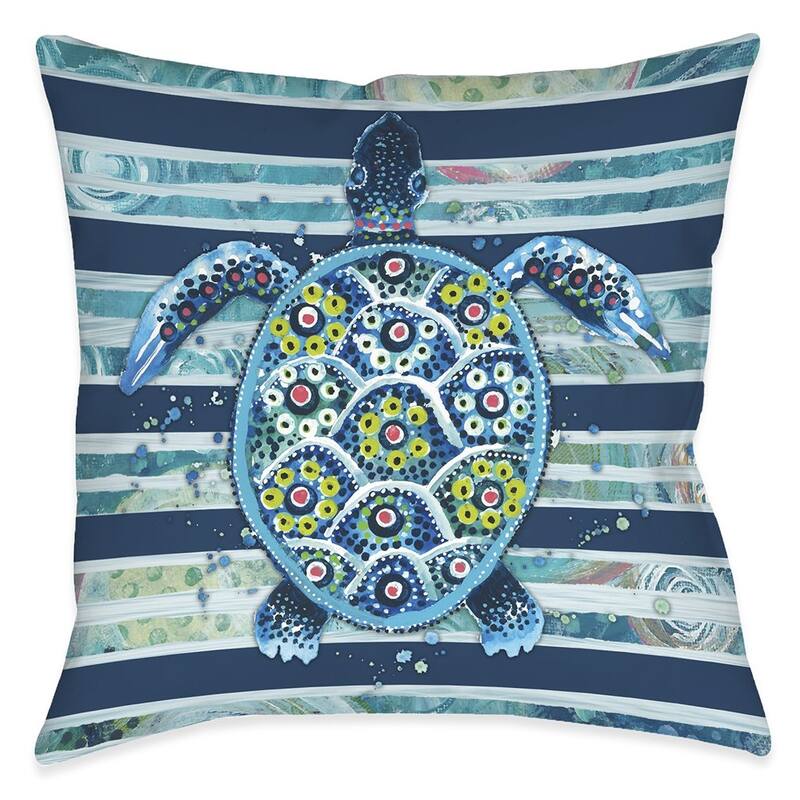 Blue Ocean Turtle Outdoor Pillow
