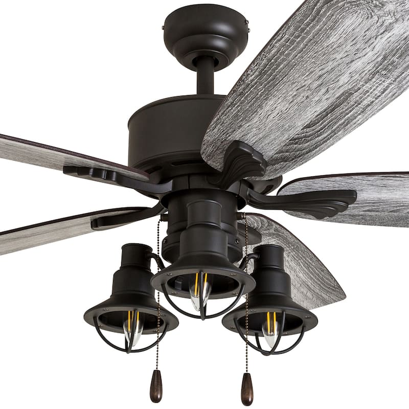 The Gray Barn Kedelston 52-inch Coastal Indoor LED Ceiling Fan with Pull Chains 5 Reversible Blades - 52