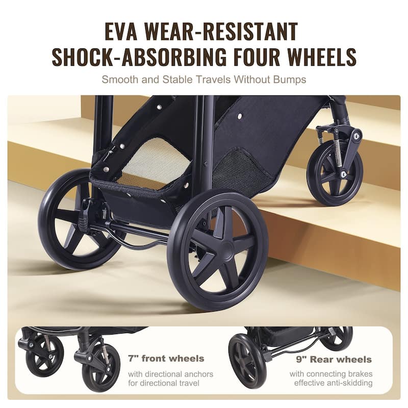 Oxford Aluminum Stroller with Bassinet and Adjustable Canopy - 35.4” L x 25.8” W x 43.9” H