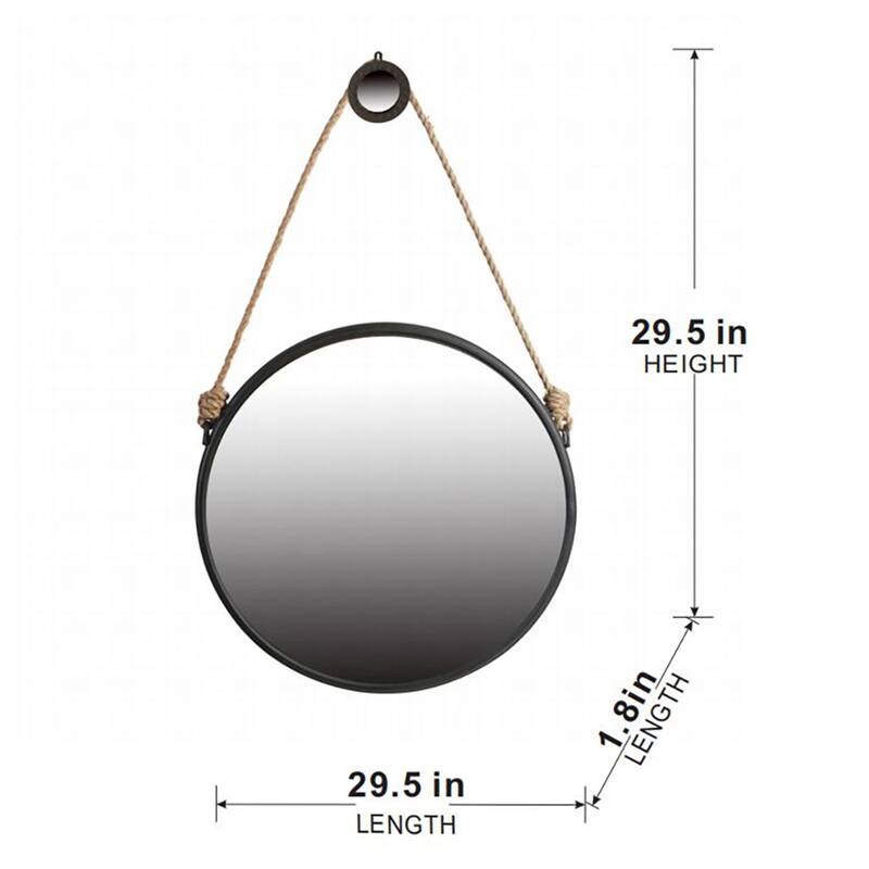 29.5" in On-trend Hanging Round Mirror with Black Framed - Black