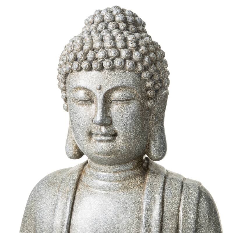 Glitzhome 28.25"H Zen Style Meditating Buddha Statue Patio Fountain with LED Lights - 28.25"