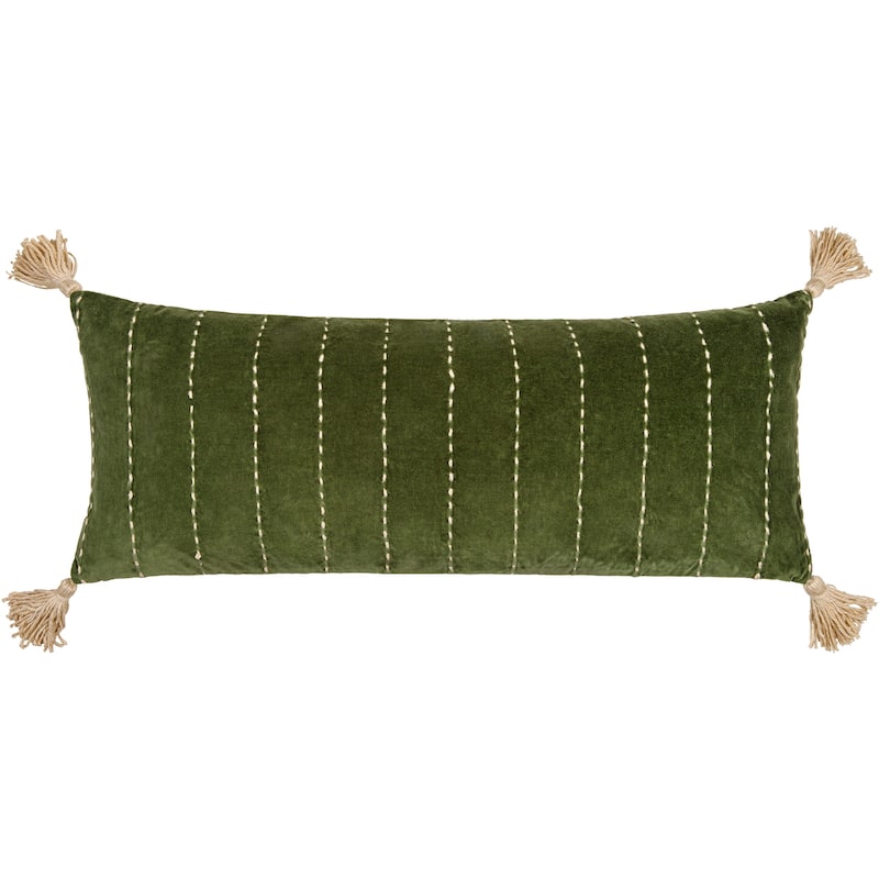 Lexy Thin Stripe Bright Lumbar Pillow with Corner Tassels