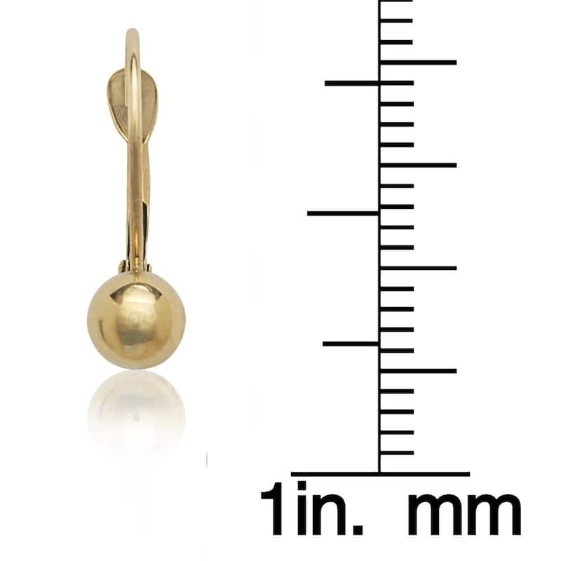 Curata 14k Yellow or White Gold 4x15mm Ball Stationary Lever Back Earrings