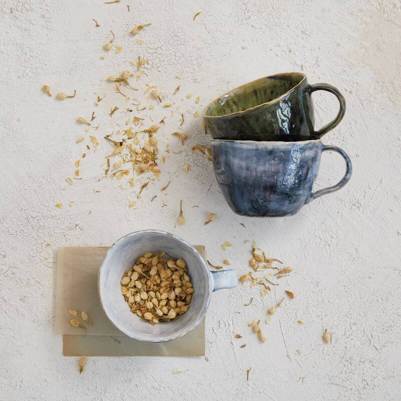 Stoneware Mug with Marble Finish - 5.5"L x 4.4"W x 3.0"H