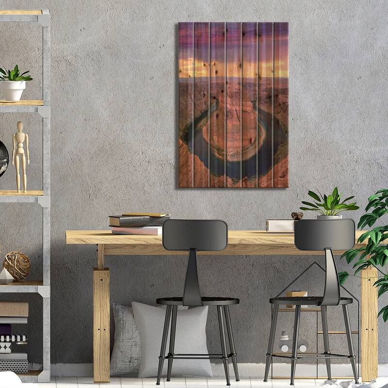 Storm Clouds Over The Colorado River At Horseshoe Bend Near Page, Arizona Print On Wood by Tim Fitzharris - Multi-Color