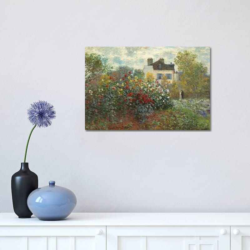 iCanvas "The Artist's Garden in Argenteuil " by Claude Monet Canvas Print - 12x18x1.5