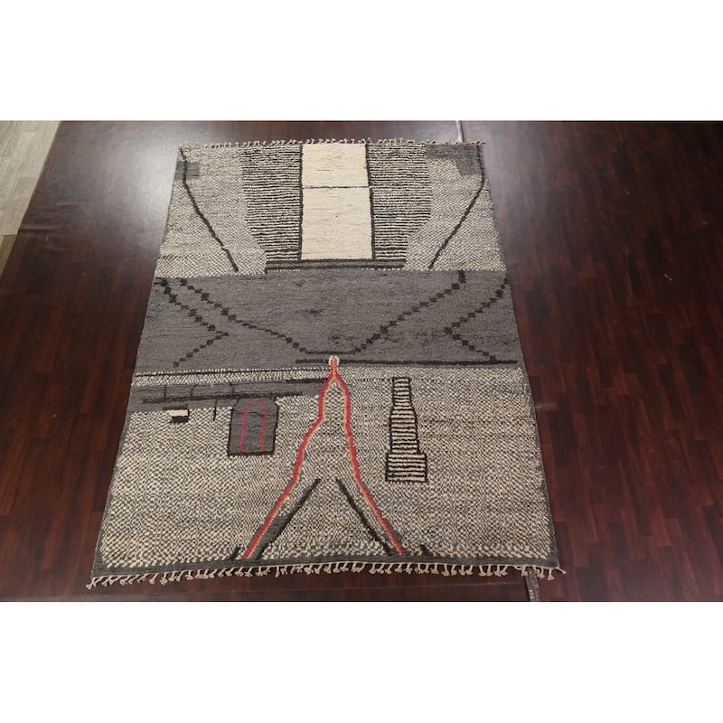 Abstract Contemporary Moroccan Oriental Area Rug Handmade Wool Carpet - 8'9" x 11'11"