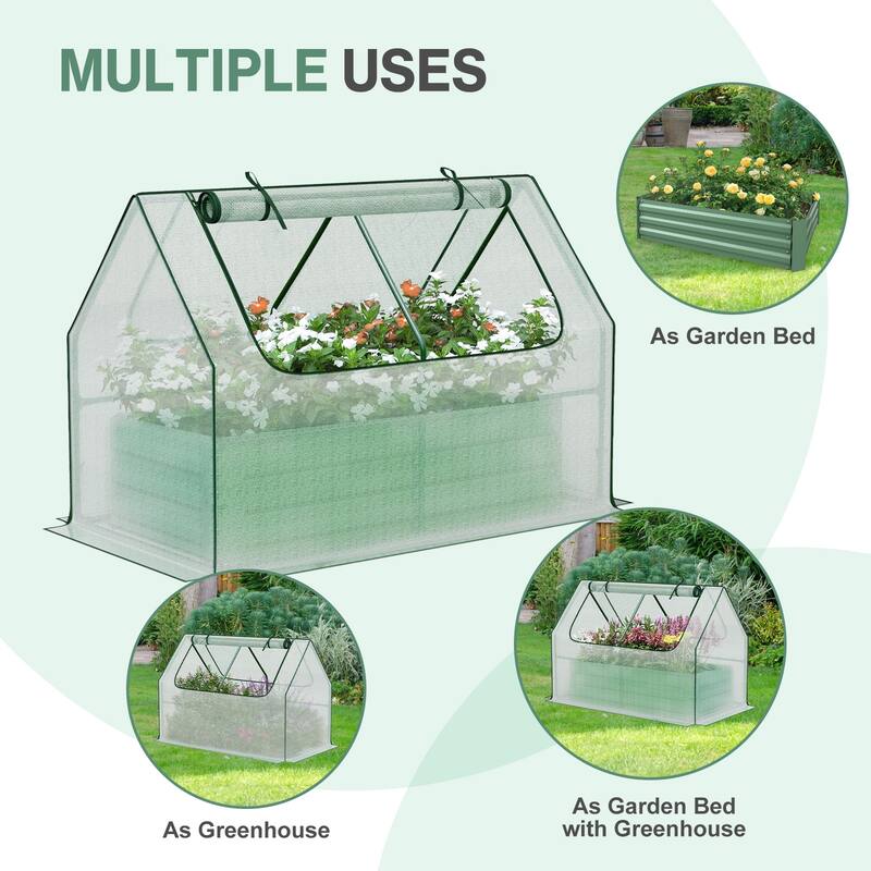 Aoodor Raised Garden Bed Kit with PE Cover, Screen Windows