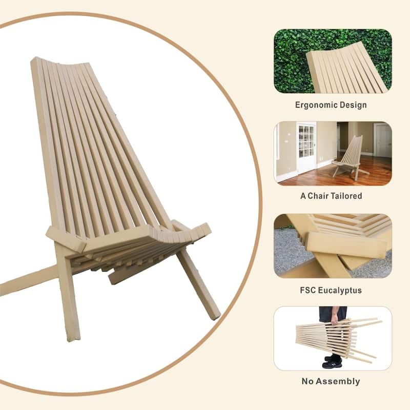 Acacia Wood Folding Chair with Long Back