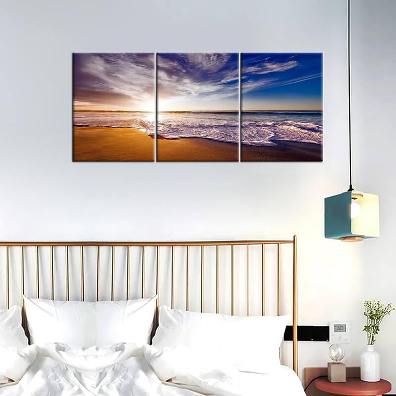 Nature Landscape Canvas Wall Art Beach Gold Sunset