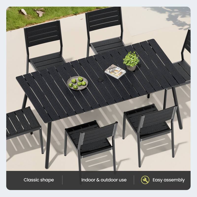 7-Piece Outdoor Dining Set Aluminum Dining table with Stackable Chairs