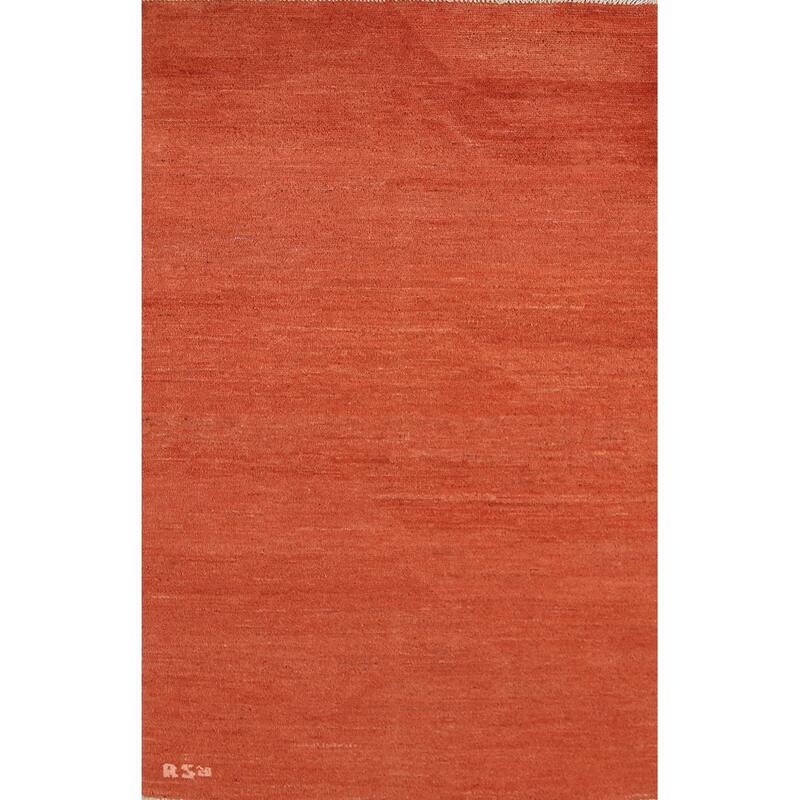 Orange Modern Gabbeh Oriental Foyer Rug Hand-Knotted Wool Carpet - 3'0"x 5'0"
