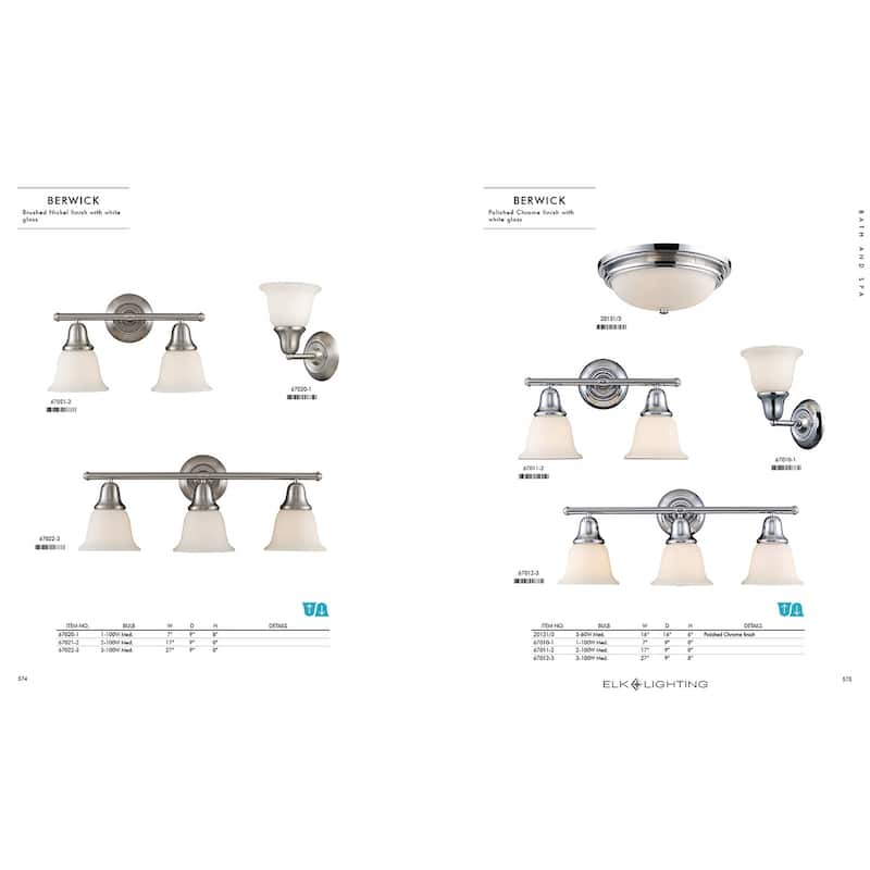 Berwick 27-inch Wide 3-Light Vanity Light in Brushed Nickel - 27