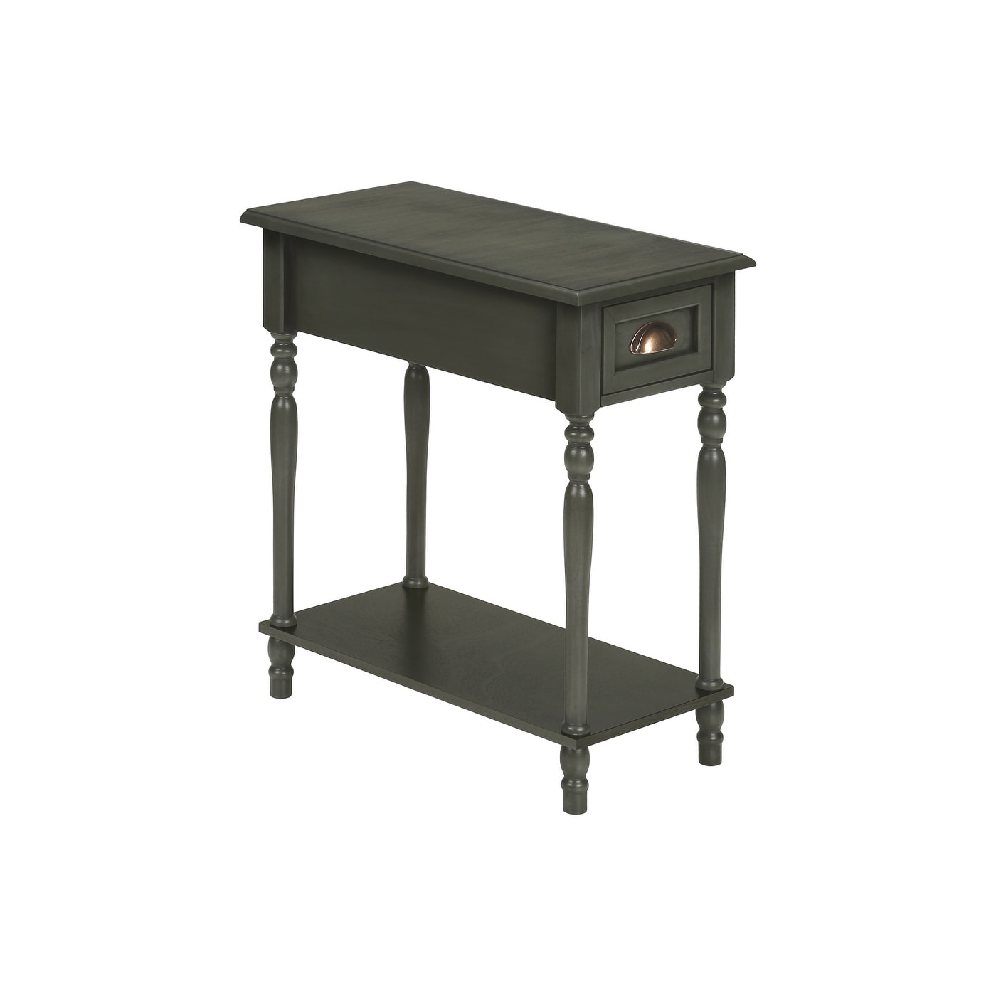 Narrow Accent Table Nightstand With Storage Drawer Traditional Design In Warm Finish