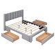 preview thumbnail 16 of 15, Full Size Upholstered Platform Bed with Headboard,Storage Drawers in Footboard
