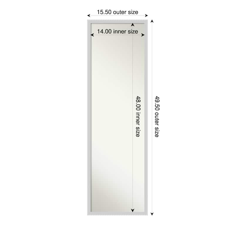 Incline Non-Beveled Wood Framed Full-Length On the Door Mirror - 16 x 50 in - Incline Silver