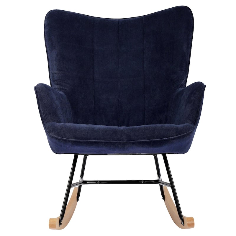 Velvet Rocking Chair Upholstered Recliner Comfy Accent Chair