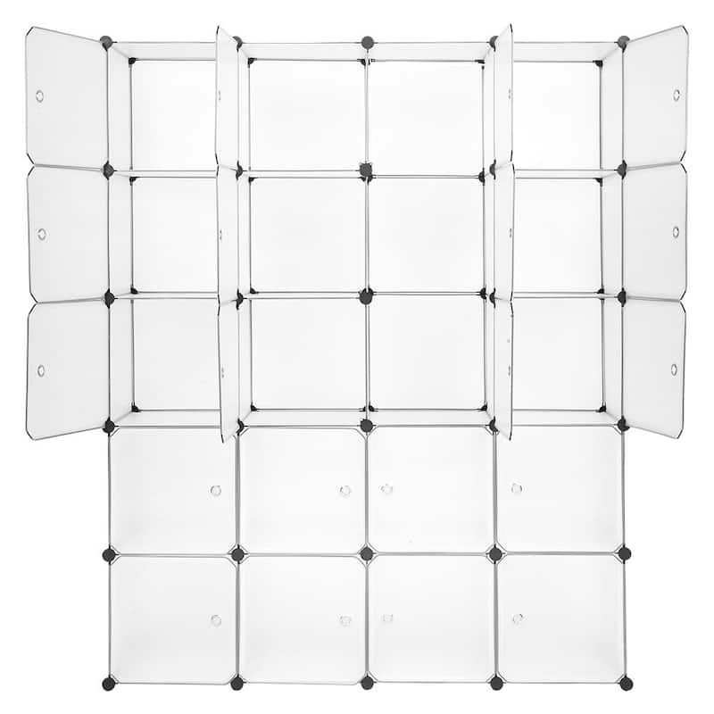 20-Cube DIY Plastic Storage Organizer Shoe Rack Closet,White - White